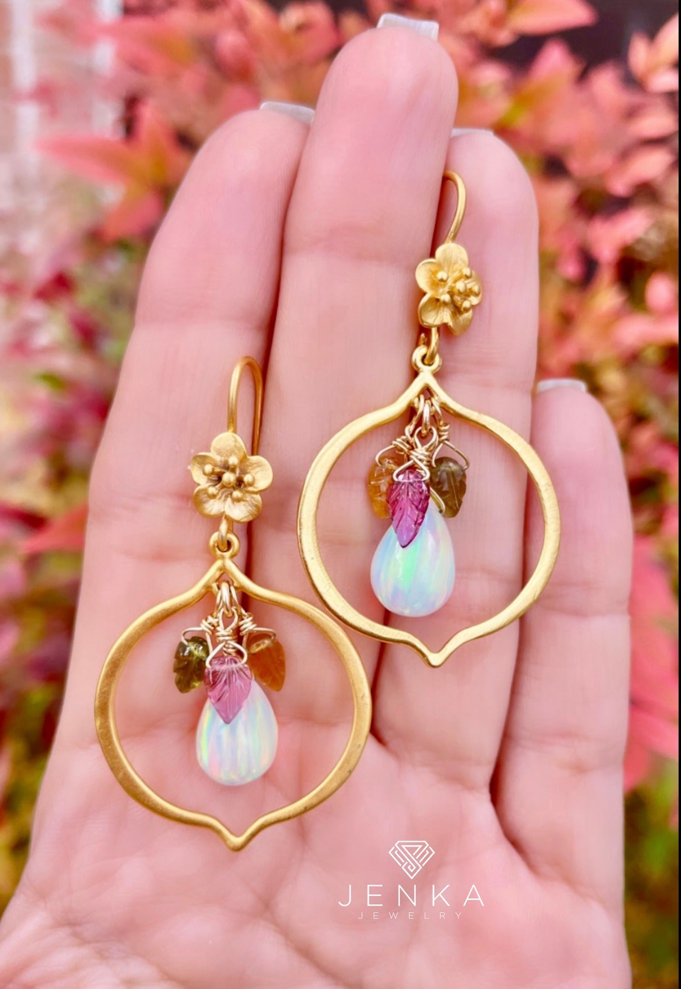 Opal and Tourmaline Earrings