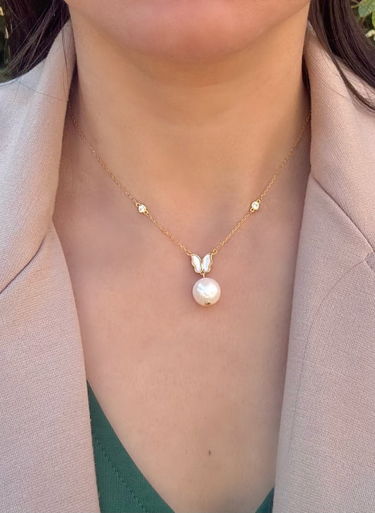 Butterfly Pearl Necklace