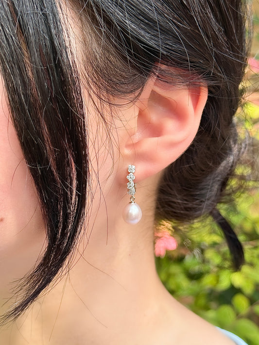 White Pearl Silver Earrings