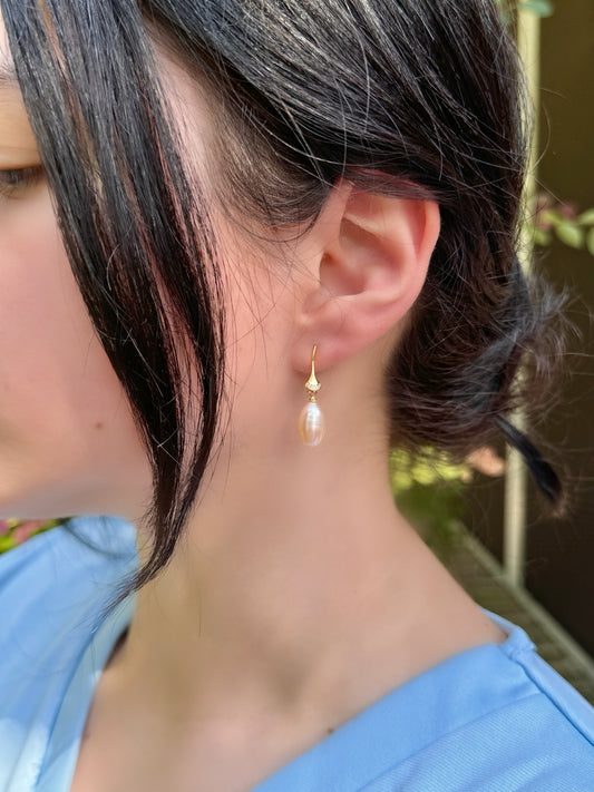 Champagne Drop Pearl Earrings