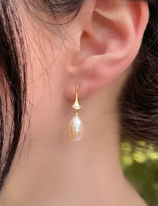 Champagne Drop Pearl Earrings