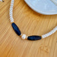 White Pearl & Agate Necklace