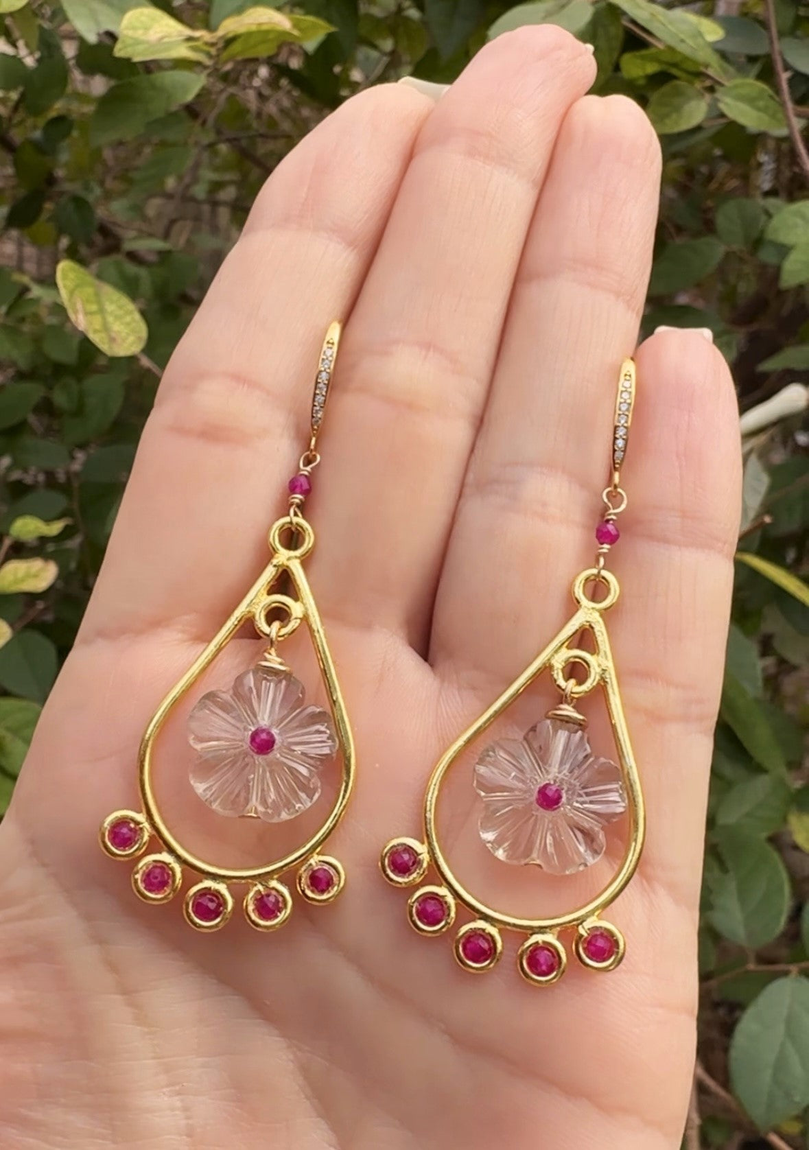 Quartz & Ruby Earrings