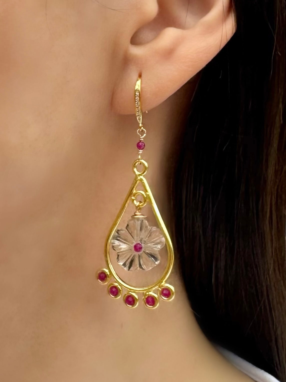 Quartz & Ruby Earrings