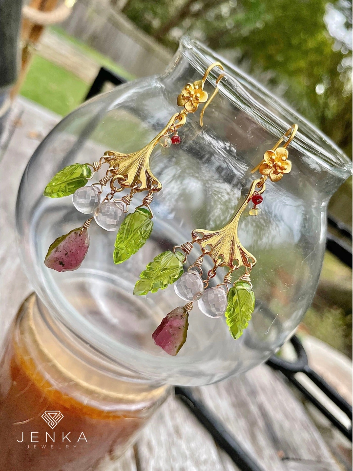 Watermelon tourmaline hot sale earrings gold